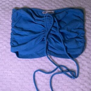 Zara Blue Ruched Tube Top